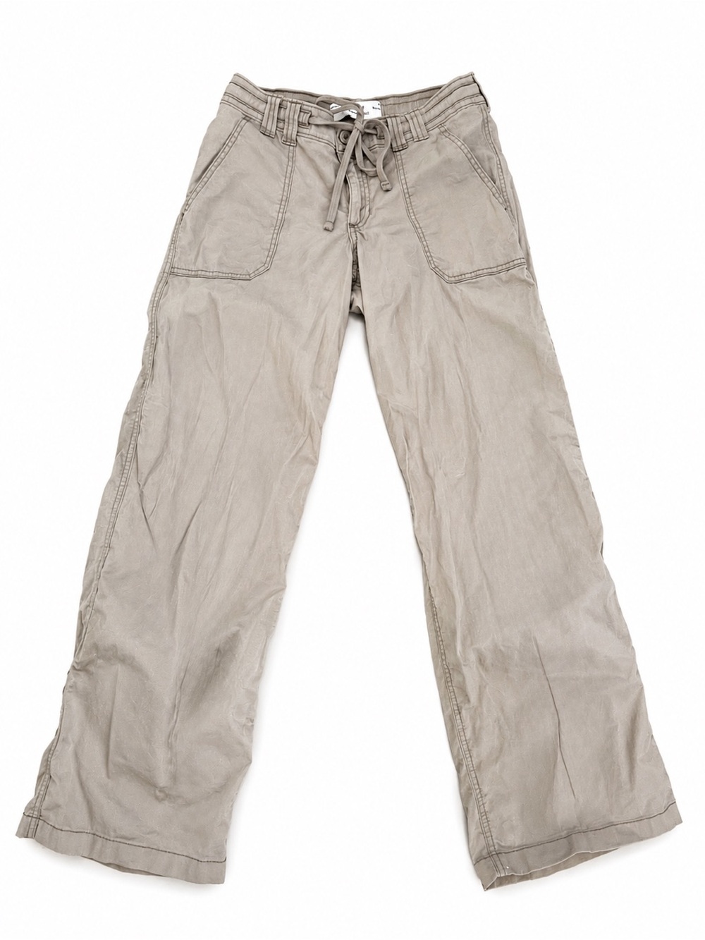 Hollister Wide Leg Drawstring Pants in Light Taupe
